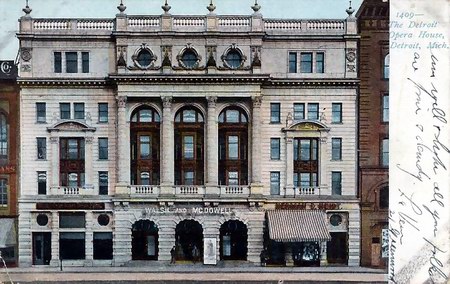 Old Detroit Opera House - Old Post Card (newer photo)